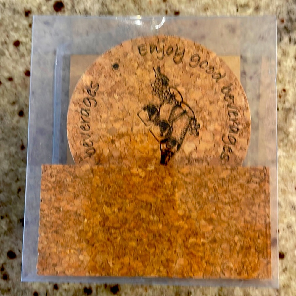 Coasters . Says Enjoy your Beverages .